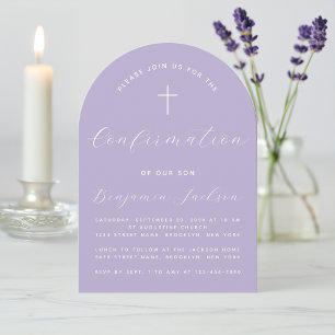 Invitation Confirmation Lavender Arch Script moderne Religieu