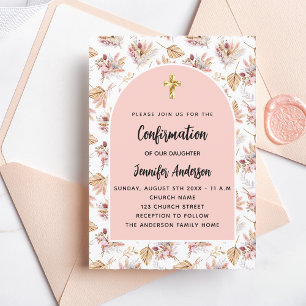 Invitation Confirmation pampas fleurs rose or luxe