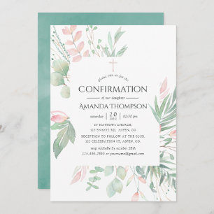 Invitation Confirmation Pastel Blush Greenery