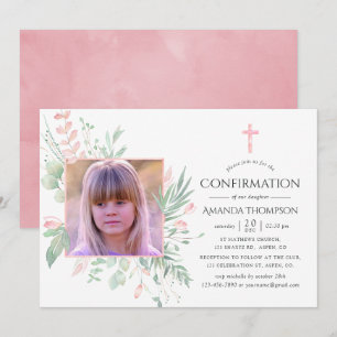 Invitation Confirmation Pastel Rose Végétal