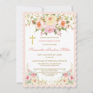 Invitation Confirmation Personnalisée Fille Rose