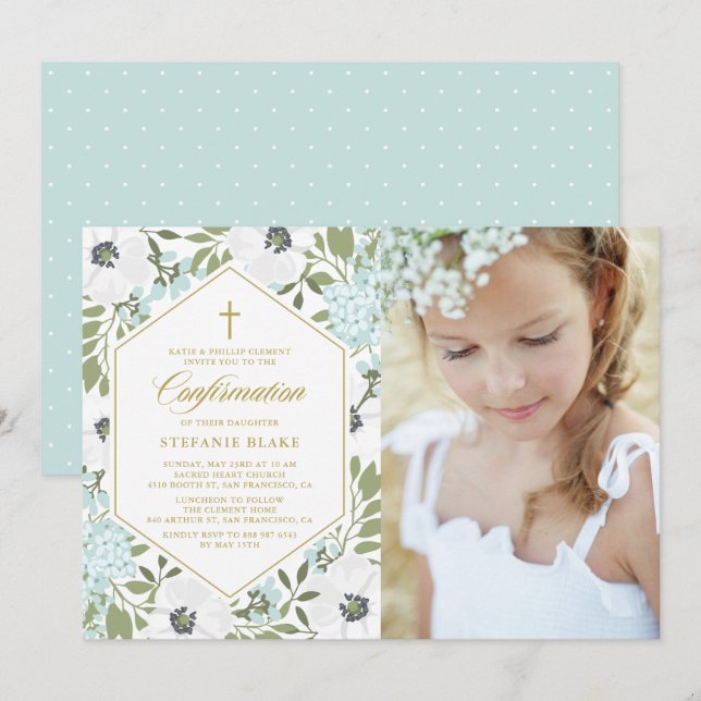 Invitation Confirmation photo de la floraison bleue des anémo (Devant / Derrière)