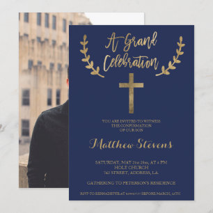 Invitation Confirmation photo de la typographie bleue de la m