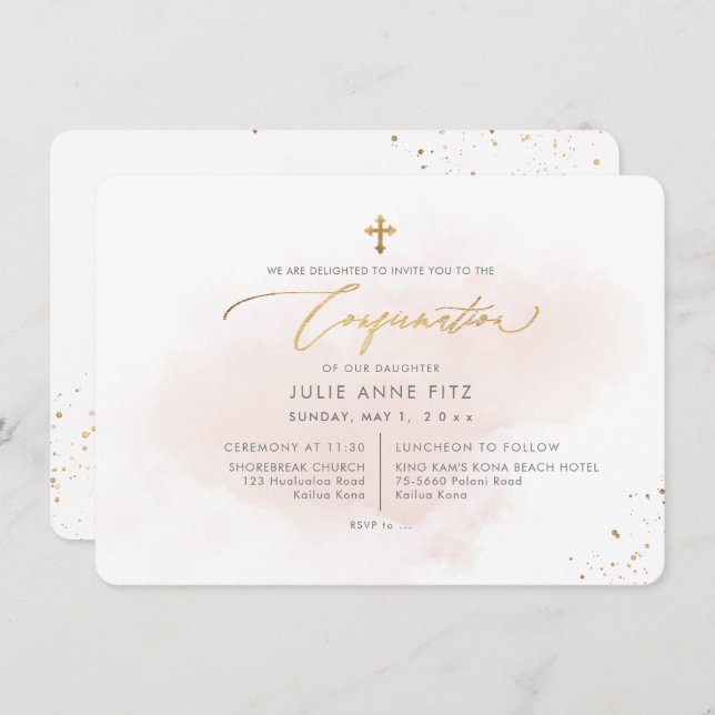 Invitation Confirmation PixDezines H2 Blush Pink Washed (Devant / Derrière)