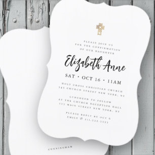 Invitation Confirmation Pour Elle Moderne Minimaliste Croix e