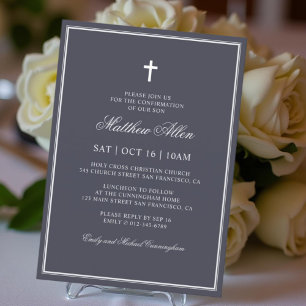 Invitation Confirmation Pour Lui   Croix classique élégante