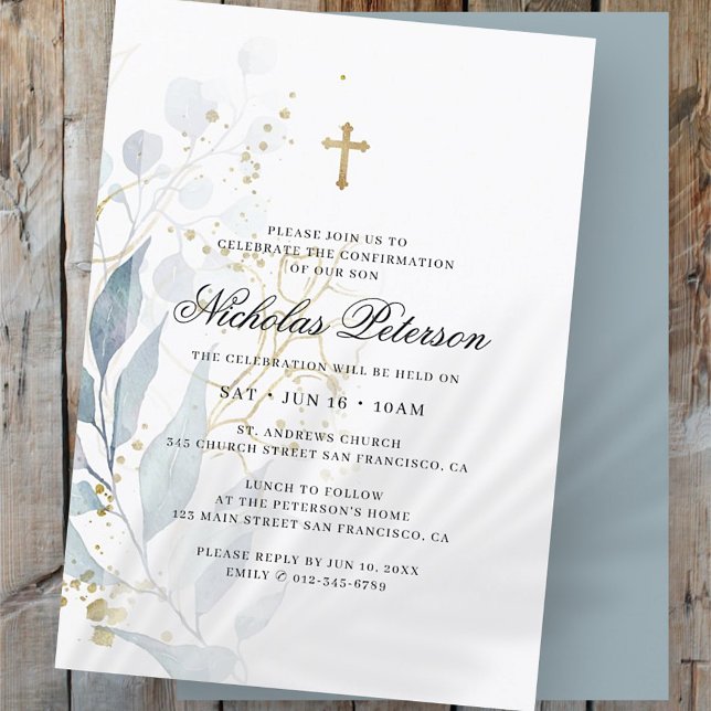 Invitation Confirmation Pour Lui | Croix d'or du Foliage (Créateur téléchargé)