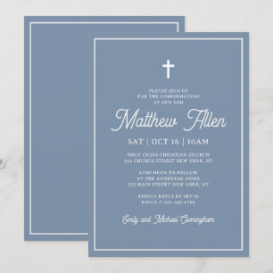 Invitation Confirmation Pour Lui Simple Croix Élégante Modern