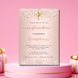 Invitation Confirmation rose or parties scintillant fille de 