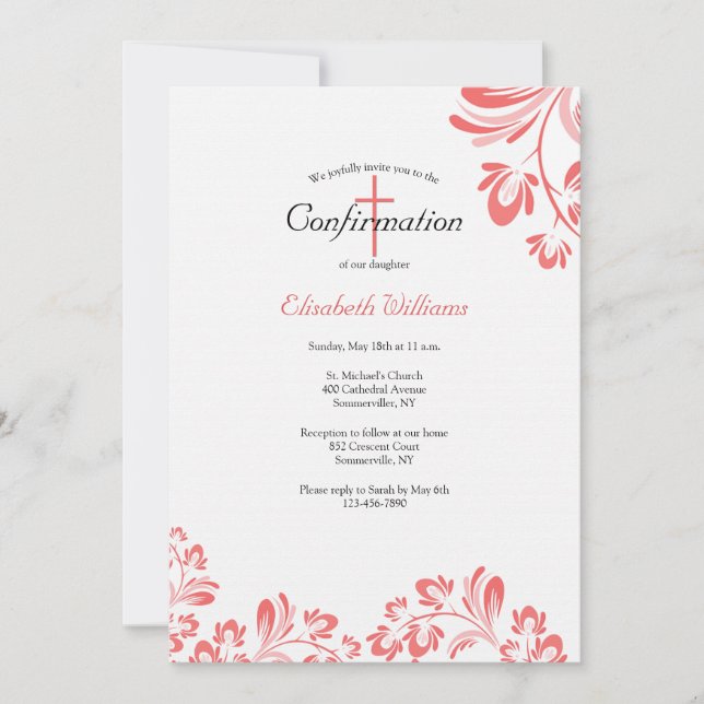 Invitation Confirmation rouge Ruby (Devant)