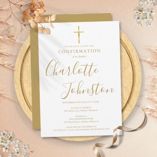 Invitation Confirmation Signature Or Moderne Dorée (Modern Golden Signature Confirmation Invitation)