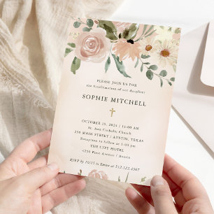 Invitation Confirmation simple Boho Blush Watercolor Flowers