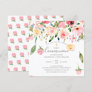 Invitation Conflit floral Rose des pivoines jaunes roses