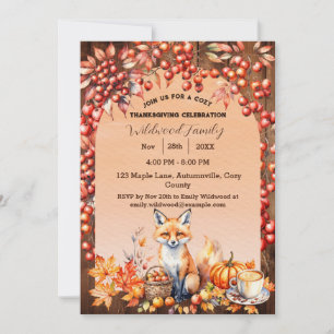 Invitation Confortable automne et renard Thanksgiving Invitat