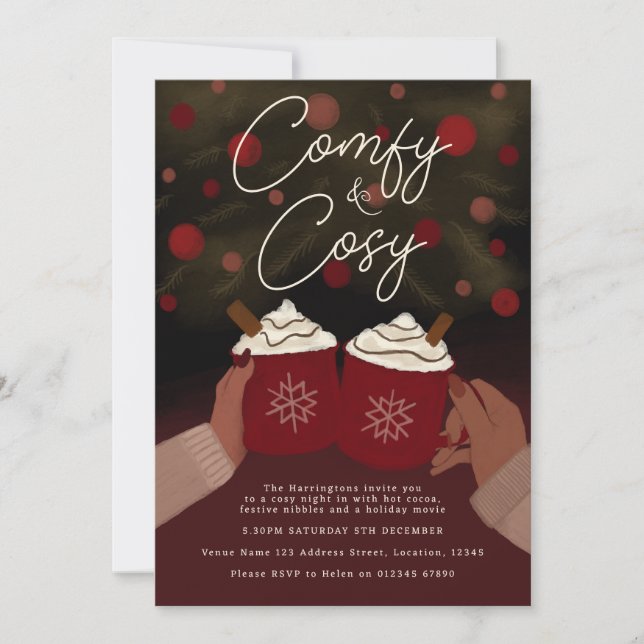 Invitation Confortable et confortable Hot Cocoa Fête invitati (Devant)