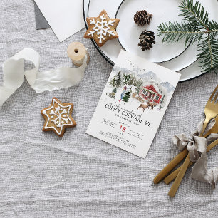 Invitation Confortable et Cosy Noël rustique et boisé