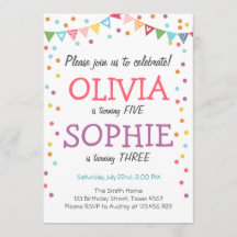 Conjoint jumeau fête d'anniversaire confetti