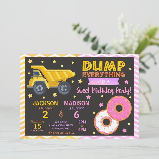 Invitation conjointe d'anniversaire Construction & (Debout devant)