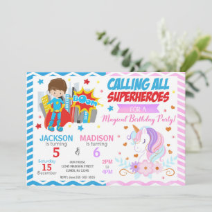 Invitation conjointe d'anniversaire de super-héros
