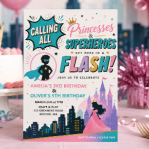 Invitation conjointe d'anniversaire pour princesse
