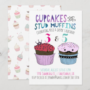 Invitation conjointe de fête pour Cupcake et Stud