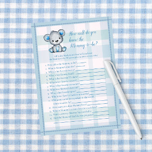 Invitation Connaît Maman Meilleur Gray Bear Garçon Douche Jeu