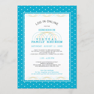 Invitation Connexions de réunion de famille virtuelle Aqua Bl