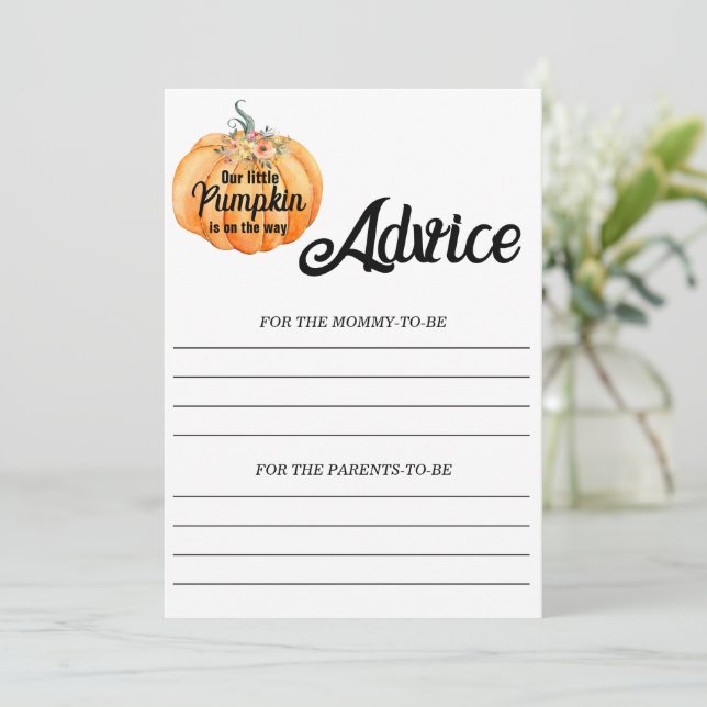 Invitation Conseil citrouille pour maman Baby shower Jeu (Debout devant)