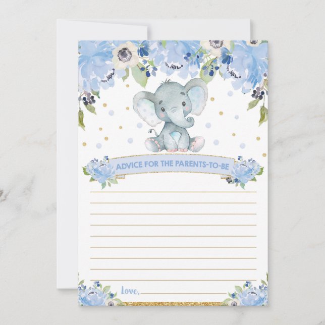 Invitation Conseil de Baby shower des éléphants pour les pare (Devant)