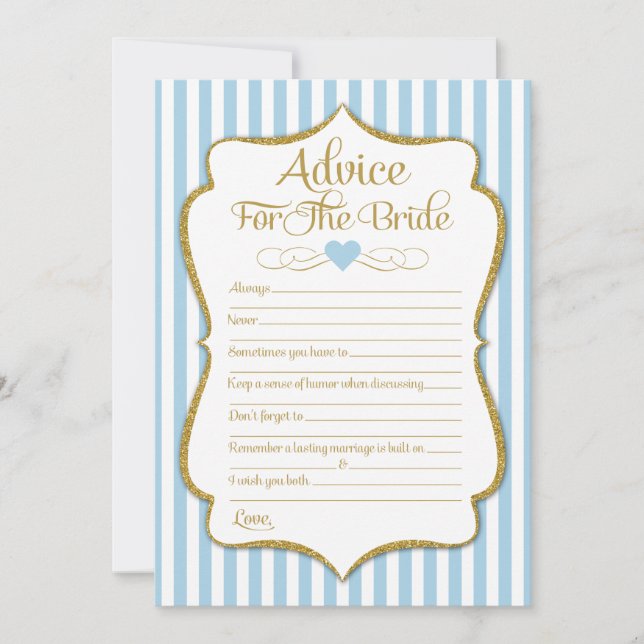 Invitation Conseil Pour La Fête des mariées Bride Light Blue  (Devant)