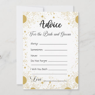 Invitation Conseil pour la mariée et la chambre Gold Suns Sta