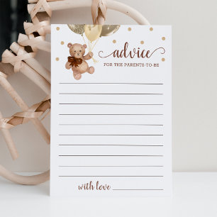 Invitation Conseil pour les parents Baby shower Teddy Bear Ca
