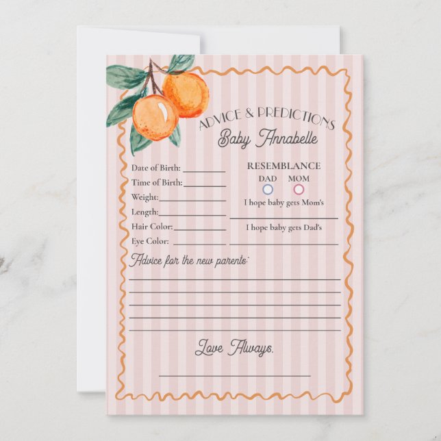 Invitation Conseils de douche Citrus pour bébé Pink Little Cu (Devant)