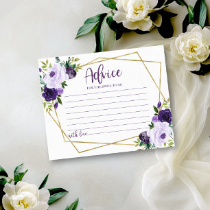 Invitation Conseils de Fête de Mariage Floral Or Violet pour
