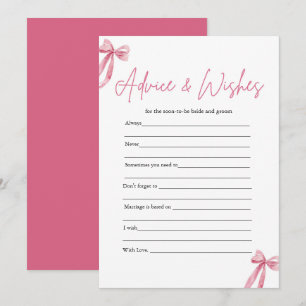 Invitation Conseils et souhaits de Fête des mariées de Bow ro