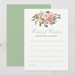 Invitation Conseils pour le Baby shower Blush et Sage pour ma