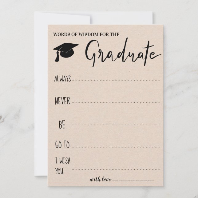 Invitation Conseils Pour Le Diplômé| Papier Kraft (Devant)