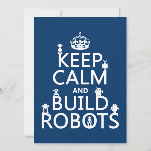 Invitation Conserver le calme et construire des robots (dans  (Devant)