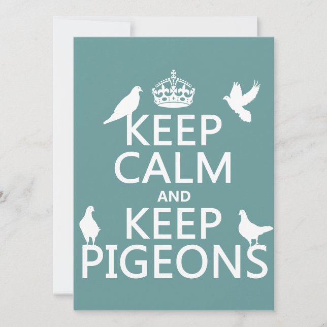 Invitation Conserver le calme et garder les pigeons - toutes  (Devant)