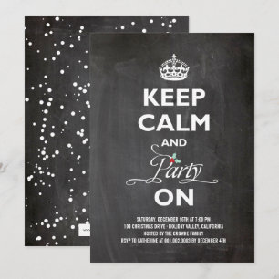 Invitation Conserver Le Calme Et La Fête Sur Chalkboard Drôle