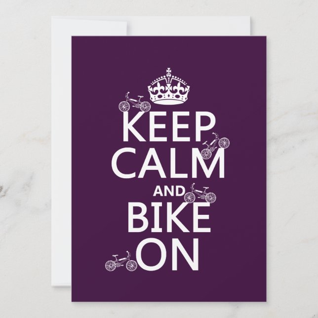 Invitation Conserver le calme et le vélo (couleur personnalis (Devant)