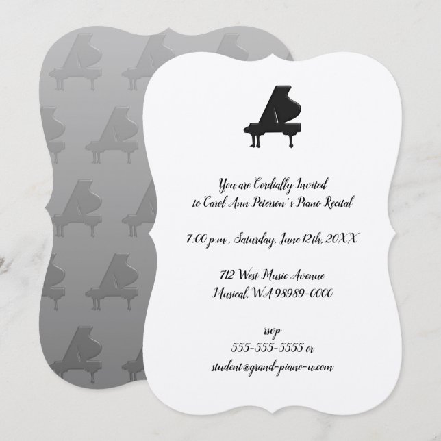 Invitation Considérant Piano (Devant / Derrière)