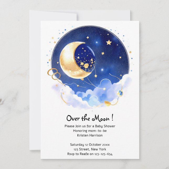 Invitation Constellations célestes Baby shower garçon (Devant)