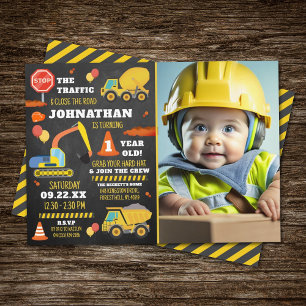 Invitation Construction 1er anniversaire photo