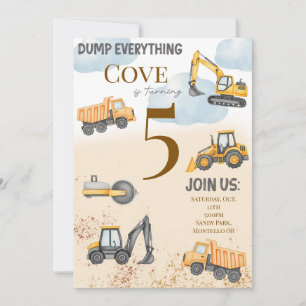 Invitation Construction Aquarelle à thème Anniversaire Invita