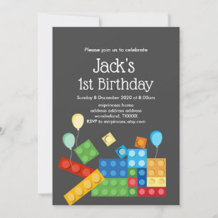 Invitation construction bloc enfant