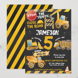 Invitation Construction, Camion de vidange Anniversaire