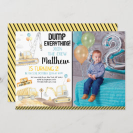 Invitation Construction Camion Digger Deuxième anniversaire