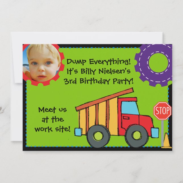 Invitation Construction de photos personnalisées Anniversaire (Devant)