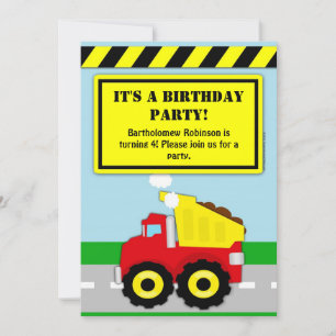 Invitation Construction Dumptruck Boys Anniversaire Invitatio